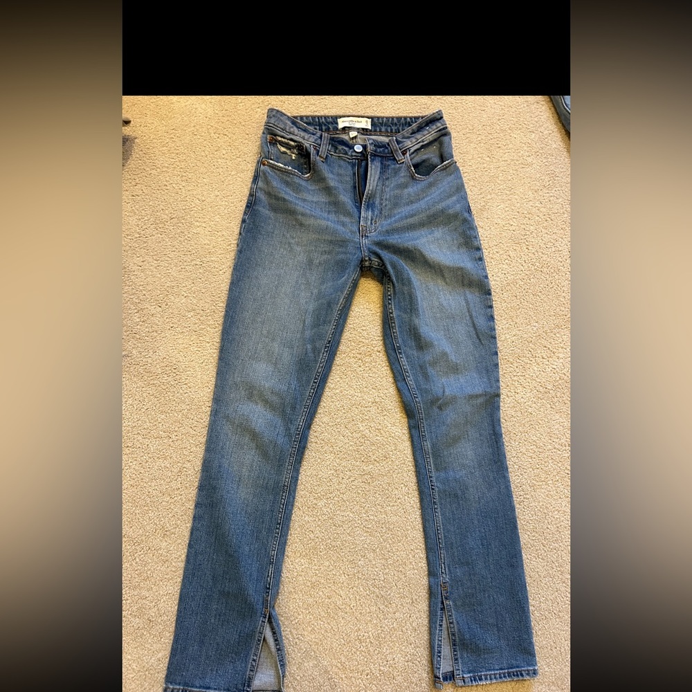 Abercrombie mini flare high waist jeans split hem at bottom